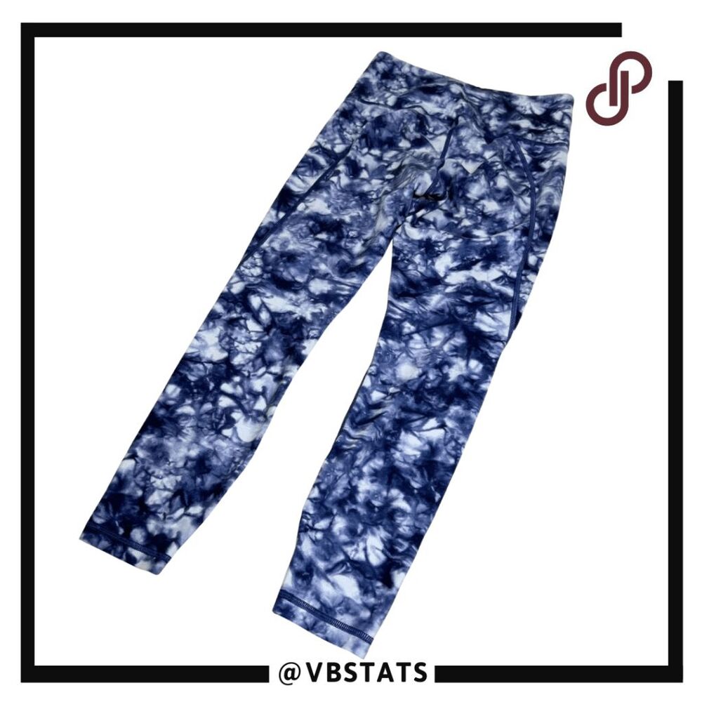 Athleta Women's Tie‎ Dye Salutation Powervita 7/8 Leggings Blue White Size Small